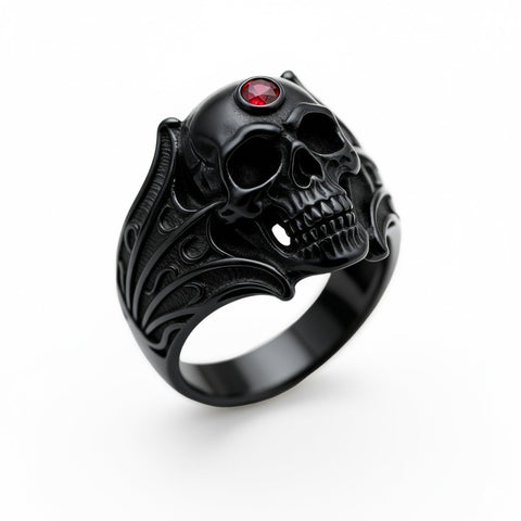 Sterling Silver 10K 14K 18K Gold 2-5CT Heart  Birthstone  Gothic Skeleton Halloween Skull Bat Ring