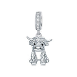 Sterling Silver Highland Cow Charm Beads