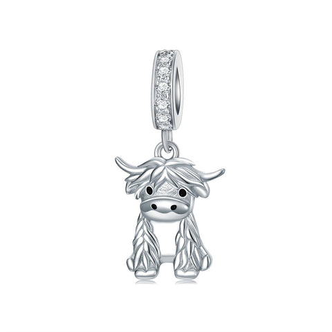 Sterling Silver Highland Cow Charm Beads