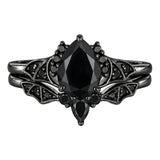 Sterling Silver 10K  14K  18K Gold 1CT-4CT Black Onyx Engagement Ring Gothic Wedding Promise Ring