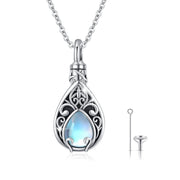 Sterling Silver TearDangle Moonstone Urn Necklace for Ashes