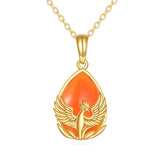 10K 14K 18K Yellow Gold  Phoenix Pendant Necklace for Women