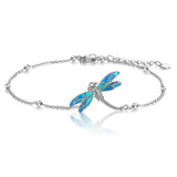 Sterling Silver Dragonfly Single Layer Anklet