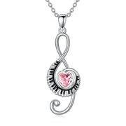 925 Sterling Silver BirthstoneMusic PianoPendant Necklace