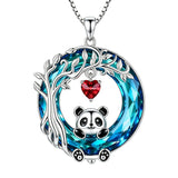 Sterling Silver Blue Crystal  Tree of Life Raccoon Bunny Cat Corgi  Pendant  Necklace  Anniversary Birthday Gifts