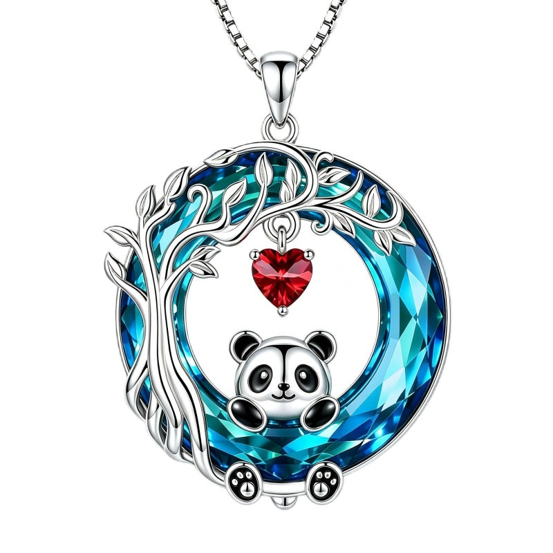 Sterling Silver Blue Crystal  Tree of Life Raccoon Bunny Cat Corgi  Pendant  Necklace  Anniversary Birthday Gifts