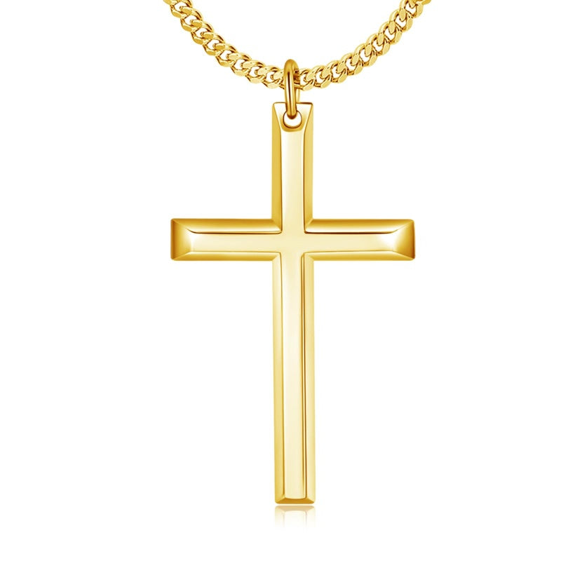 14K Gold Plated Cross Pendant Necklace Protection Jewelry Religious Gift