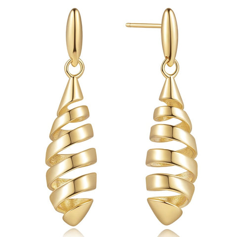 14K Gold Plated Spiraled Pinecone-Inspired Design Studs Earrings  for Women