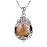 14K Gold Plated Teardrop Tree of Life Necklace for Women