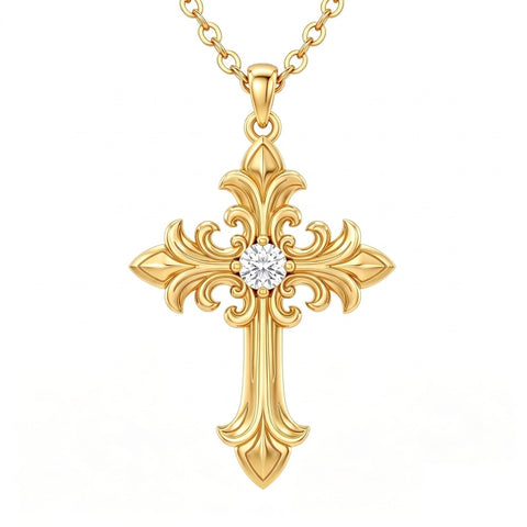 10K 14K 18K Gold Cross Pendant Necklace Religious Jewelry Gifts for Men and Women