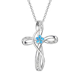 Sterling Silver Daisy Rose Plumeria Lotus Sunflower Cross Pendant Necklace for Women