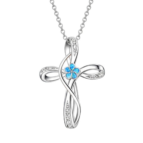Sterling Silver Daisy Rose Plumeria Lotus Sunflower Cross Pendant Necklace for Women