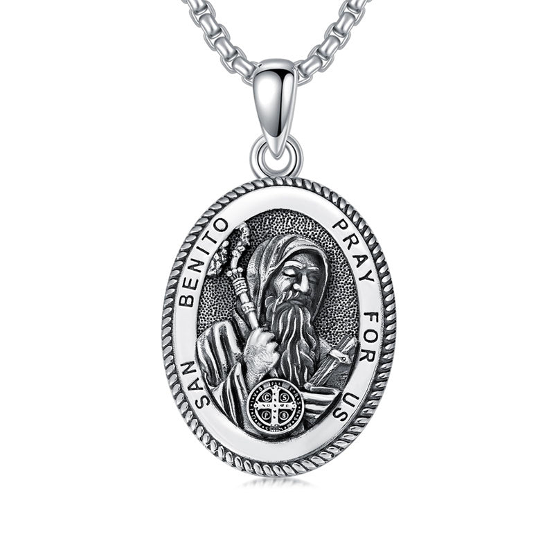 Sterling Silver Saint Joseph St Michael Saint Peter Saint Christopher Religious Pendant Necklace