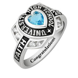 Sterling Silver 10K 14K 18K Gold Personalized Birthstone High School Class Ring