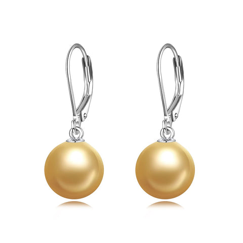 Sterling Silver Pearl Leverback Earrings