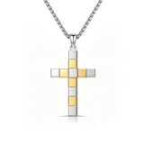14K Gold Plated Two Tone Cross Pendant Necklace Christian Jewelry Religious Gift