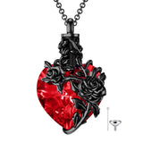 Sterling Silver Heart Crystal Rose Urn Necklaces for Ashes for Women