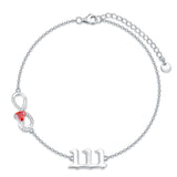 Sterling Silver Infinity Angel Number 111 333 444  777 Bracelet Gifts for Christmas Birthday