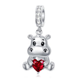 Sterling Silver 12 Months Birthstone Hippo Charm Beads