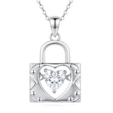 Sterling Silver Key Padlock Heart Key Lock Pendant Love Necklace Jewelry for Women Valentine's Day Birthday Gift