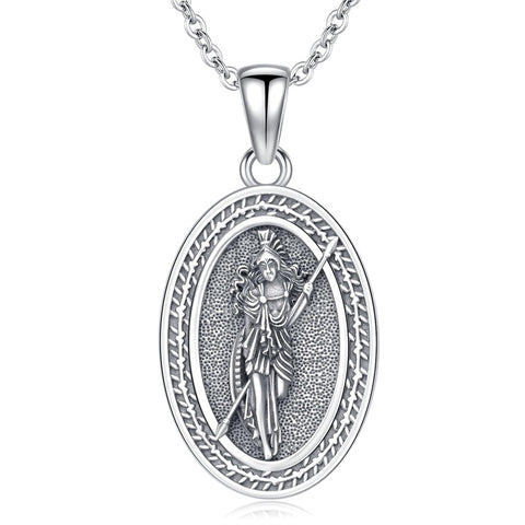 Sterling Silver Medusa Triple Moon Goddess Athena Pendant Necklace for Women