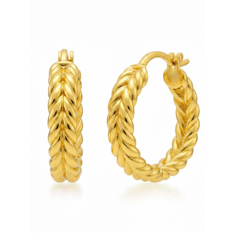 14K Gold Plated Hoop Earrings Jewelry Gift for Birthday Anniversary Mother's Day
