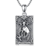 Sterling Silver Tarot Card 12 Zodiac Sign Pendant Necklace
