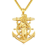 Christian Religious Medal Amulet 14K Gold Plated Pendant  Necklace