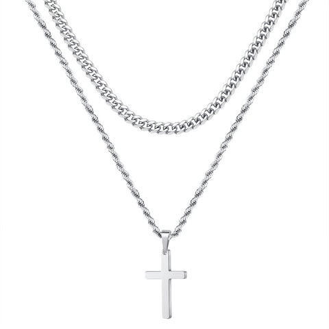 Stainless Steel Cross Pendant Necklace for Men