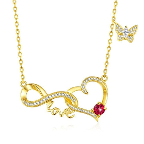 14K Gold Plated Birthstone Infinity Butterfly Necklace for Women