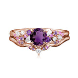 Sterling Silver 1CT Round Gemstone Engagement Promise Anniversary Ring Set for Women