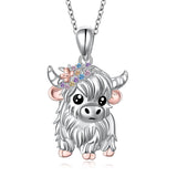 Highland Cow Gifts Highland Cow Necklce 925 Sterling Silver Cute Cow Necklace Highland Cow Jewelry Gift for Women