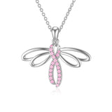 925 Sterling Silver Breast Cancer Awareness Necklace Cross Pendant Necklace Pink Ribbon Necklace Gifts for Women