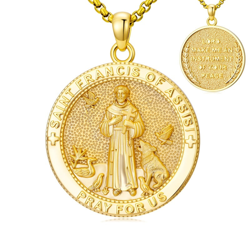 Patron Saint Medal Gold Plated Catholic Pendant Christian Religious Necklace Amulet Jewelry