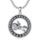 Sterling Silver Horse Viking Protection Pendant Necklace