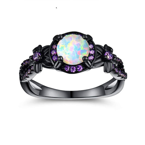 Copper Created Opal Mystic Topaz Amethyst Garnet Eternity Ring for Women