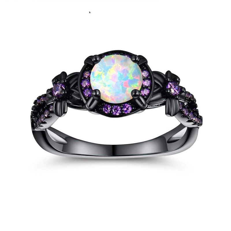 Copper Created Opal Mystic Topaz Amethyst Garnet Eternity Ring for Women