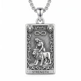 Sterling Silver Tarot Card Pendant  Necklace for Men Gothic Amulet Jewelry