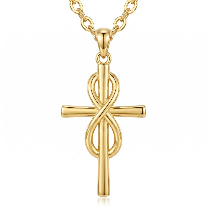 10K 14K 18K Gold Cross Pendant Necklace Religious Jewelry Gifts for Men and Women