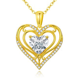 Heart Rose Pendant Necklace for Women  14K Gold Plated Mothers Day  Anniversary Birthday Gift