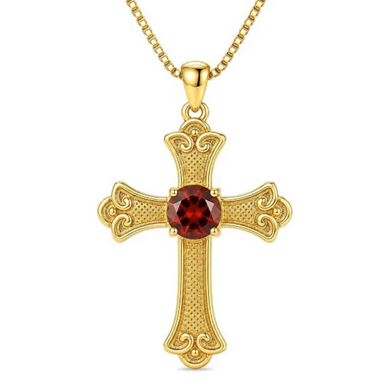 14K Gold Plated  Birthstone Cross Necklace  Pendant Necklace Mother's Day Birthday Gifts for Women