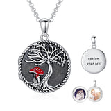 Sterling Silver Personalized Photo &Engraved Round Photo Necklace