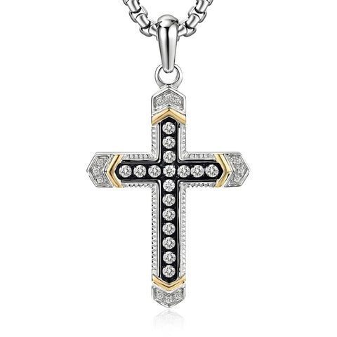 14K Gold Plated Cubic Zirconia Cross Necklace