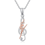 Sterling Silver Dance Ballerina Violin Music Note Pendant Necklace