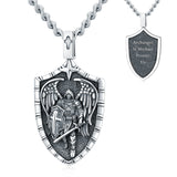 Sterling Silver Saint Michael Saint Christopher Amulet Pendant Necklace for Men