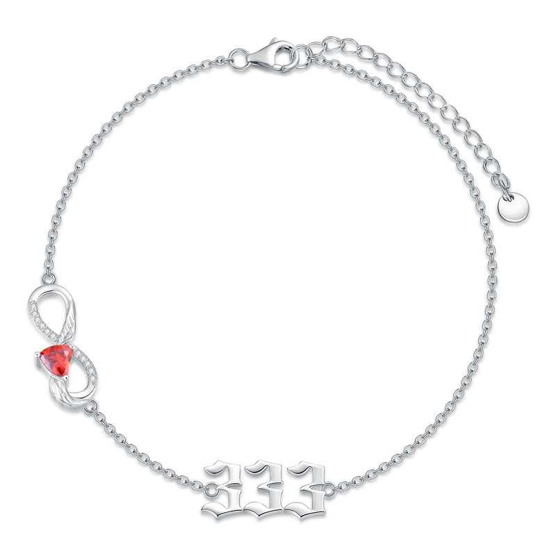 Sterling Silver Infinity Angel Number 111 333 444  777 Bracelet Gifts for Christmas Birthday