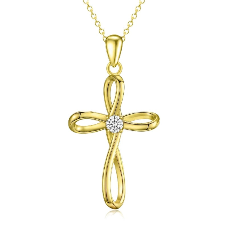 14K Gold Plated Cross Pendant Necklace Faith Jewelry Gift for Women