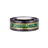 Sterling Silver Personalized Engraved Moss Agate Ring Wedding Rings for Men