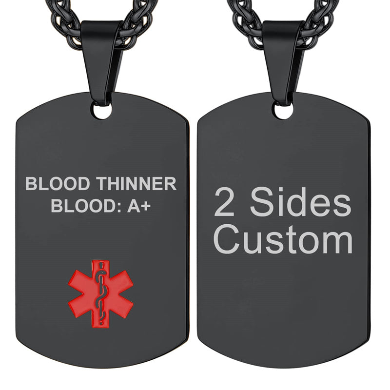 Stainless Steel Supcare Customized Engraved Medical Alert Medical Alert Necklace Necklace