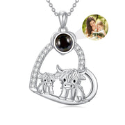 Highland Cow Photo Necklace 925 Silver Scotland Cow Pendant Cow Heart Necklace  for Women Girls Mom Daughter Cow Lover